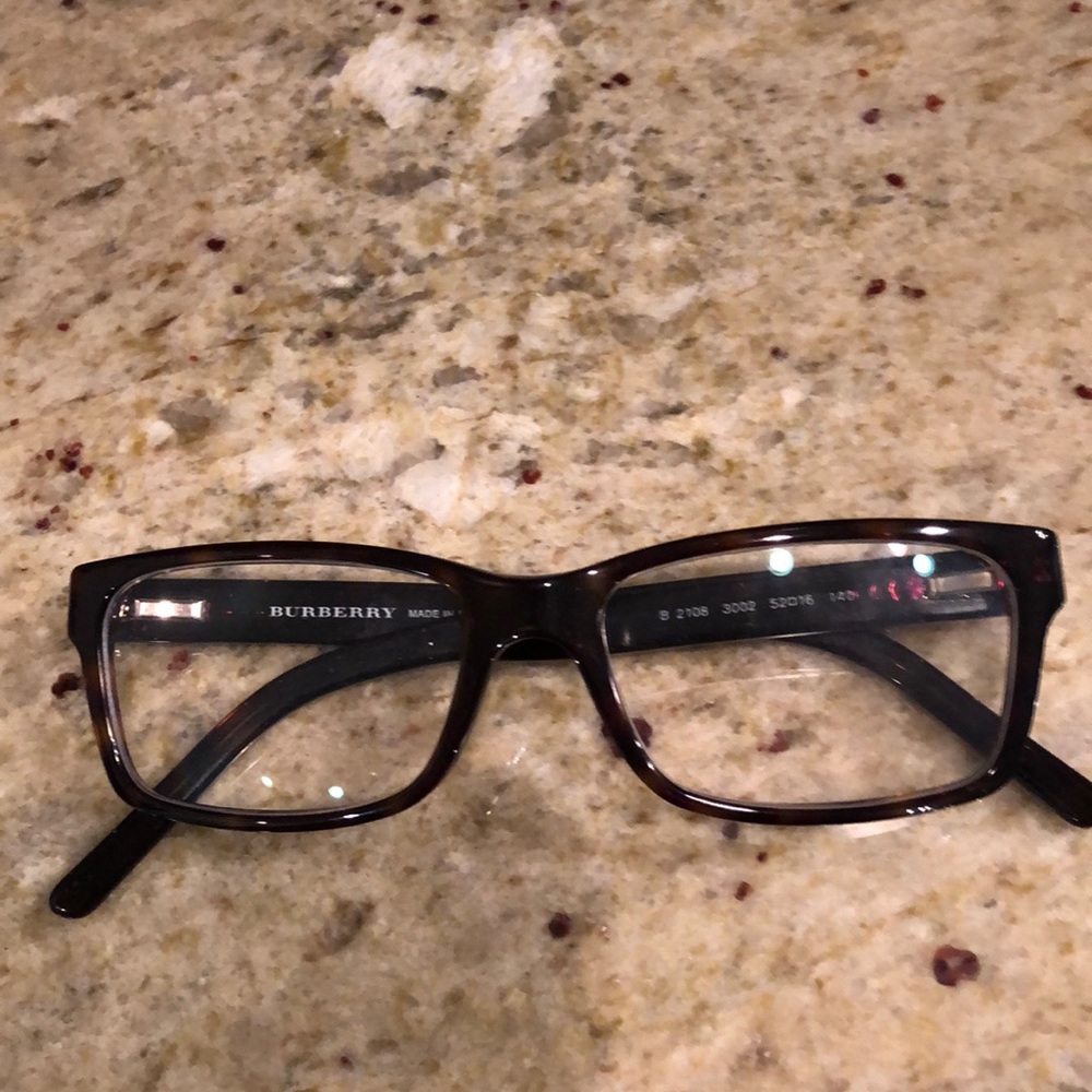 Burberry glasses in tortoise shell finish.